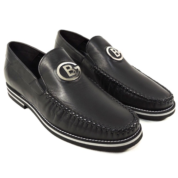 BALDININI 🇮🇹 MEN'S BLACK SOFT LEATHER COMFORT SUMMER LOAFERS - Picture 2 of 8